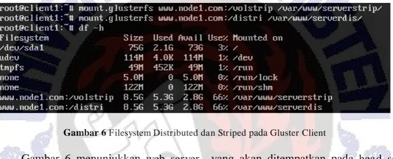 Gambar 6  Filesystem Distributed dan Striped pada Gluster Client 