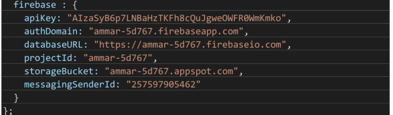 Figure 5.8 Firebase Credential.xml 