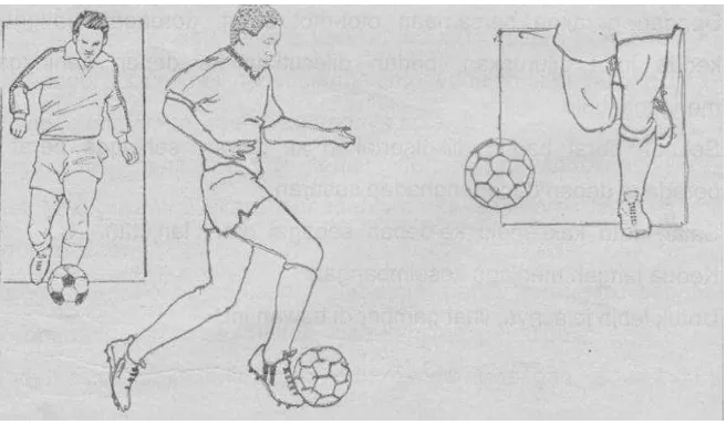 Gambar 3. Menggiring Bola (Sucipto, dkk. 2000: 31) 