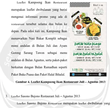 Gambar 4. Leaflet Kampoeng Ikan Restaurant Juli – Agustus 2013 