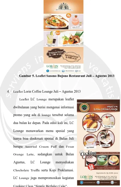 Gambar 5. Leaflet Sasono Bujono Restaurant Juli – Agustus 2013 