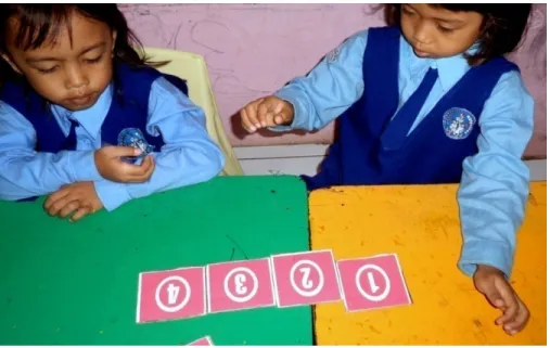 Gambar 2: Anak didik sedang menunjuk urutan benda untuk bilangan 1 sampai 10