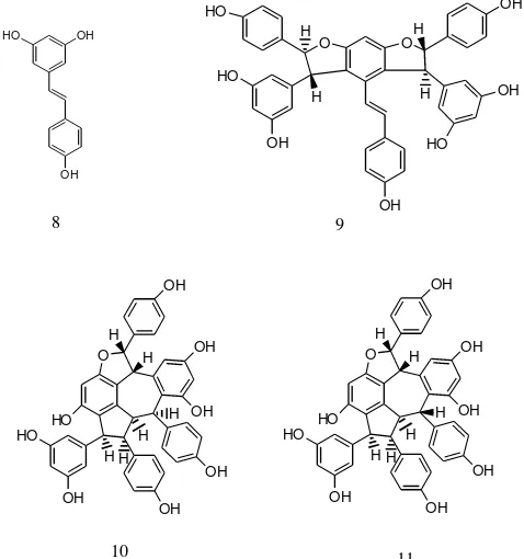 Tabel 1. Aktivitas beberapa senyawa oligoresveratrol sebagai  penangkap radikal hidroksil 