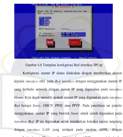 Gambar 4.8 Tampilan konfigurasi Red interface IPCop