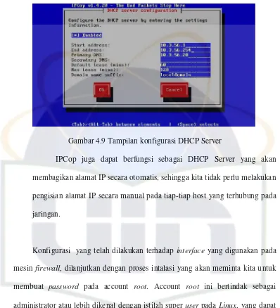 Gambar 4.9 Tampilan konfigurasi DHCP Server