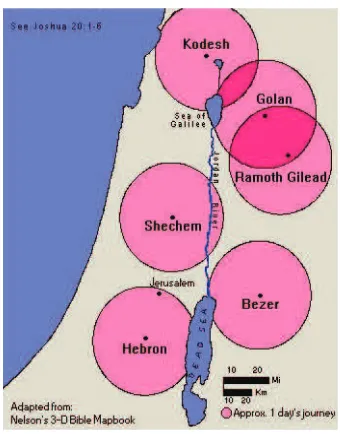 Gambar 2.1 Lokasi Kota-kota Perlindungan di Israel Kuno