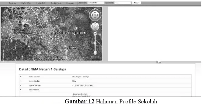 Gambar 12 Halaman Profile Sekolah  sekolah seperti yang terlihat pada Gambar 12 berisi peta 