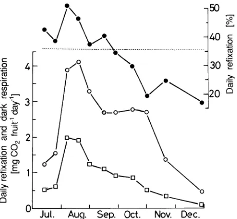 Figure 6. Seasonal changes in daily rates of translocation (∆respiration (Ti/∆t), net∆r/∆t --∆p/∆t), dry weight growth (∆w/∆t), and the ratio of∆w/∆t to ∆Ti/∆t of C