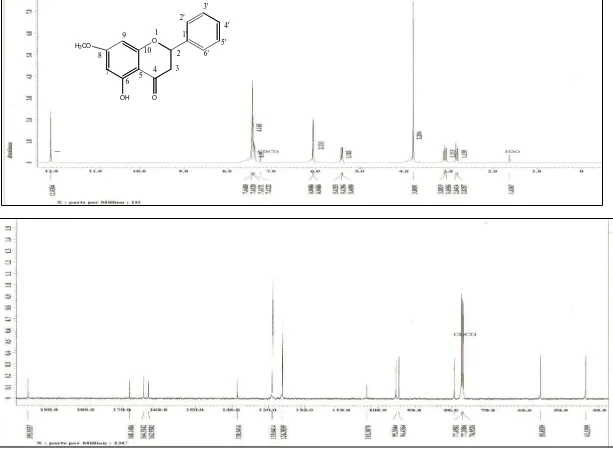 Gambar 5. Spektrum 1H NMR (a) dan 13C NMR (500 MHz dalam CDCl3) EK2