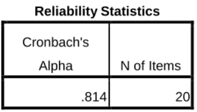Tabel 3.2. Tampilan output reliability analisys 