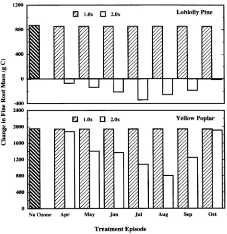 Figure 7. Change in fine root mass following a 3-year TREGRO