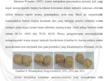 Gambar 6. Penampakan Nugget kontrol, 10%, 20% dan 30% 