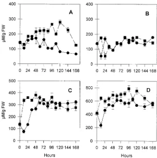 Figure 3. Changes in the concentrationsof free putrescine (A), spermidine (B)