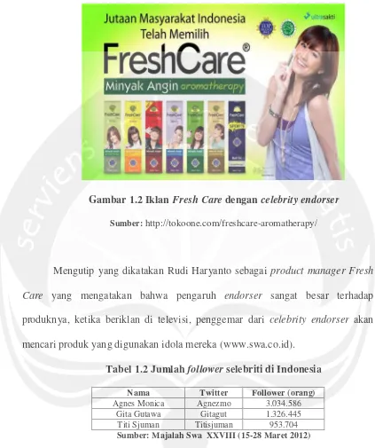 Gambar 1.2 Iklan Fresh Care dengan celebrity endorser