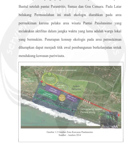 Gambar 1.2 Gambar Zona Kawasan Pandansimo  Sumber : Analisis 2014 