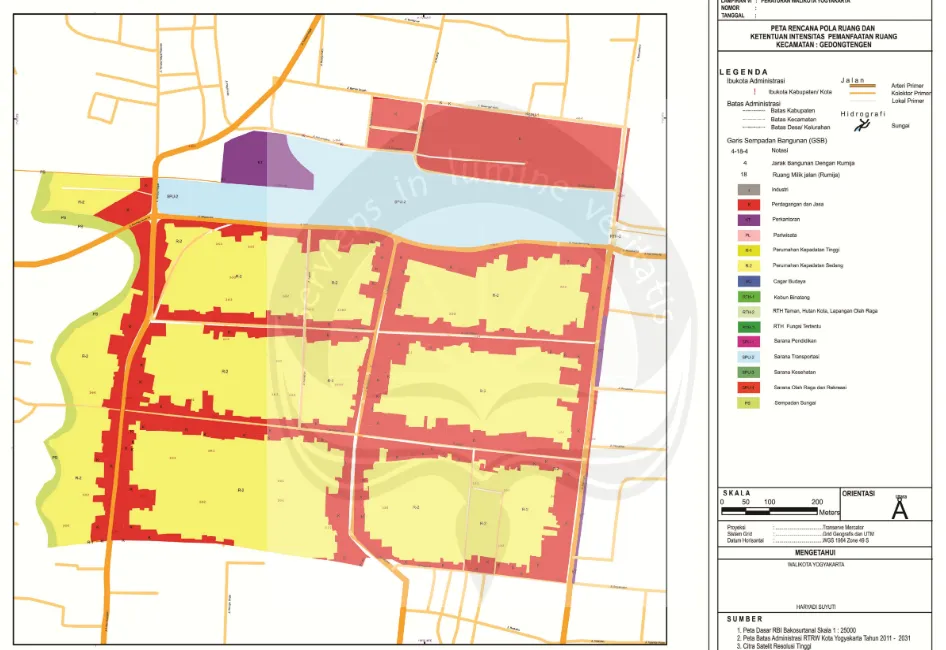Gambar II.3. Rencana Pola Ruang dan Intensitas Pemanfaatan Ruang  Sumber : Peraturan Walikota No 25 Tahun 2013 