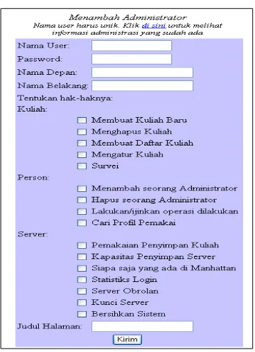 Gambar 8 Menu untuk menambah administrator baru 