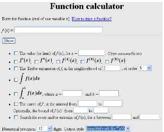 Figure 3: A WIMS Interface for Function Calculator 