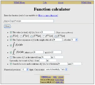 Gambar 2: Fasilitas Kalkulator Fungsi Interaktif  pada WIMS 
