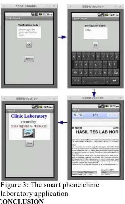 Figure 3: The smart phone clinic laboratory application 