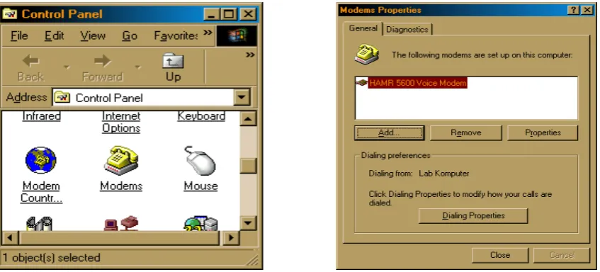 Gambar  1. Menginstal driver modem malalui menu Control Panel 