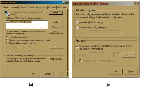 Gambar  4 Jendela Dialog Internet Option dan LAN Setting 