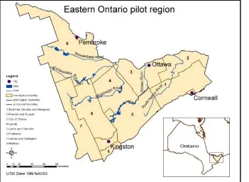 Figure 3. Chosen area for integrated landscape-level assessment for Eastern Ontario region