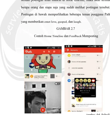  Contoh GAMBAR 2.7 Home Timeline dan Feedback Memposting 