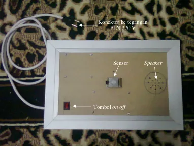 Gambar 4.1 Tampak depan perangkat keras sistem pengaman ruangan menggunakan sensor PIR dengan output suara  
