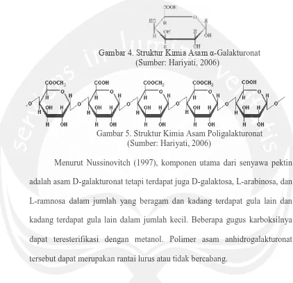 Gambar 4. Struktur Kimia Asam α -Galakturonat                                  (Sumber: Hariyati, 2006) 