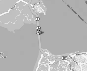 Figure 2-3. Marker plotted in the middle of the Golden Gate Bridge map