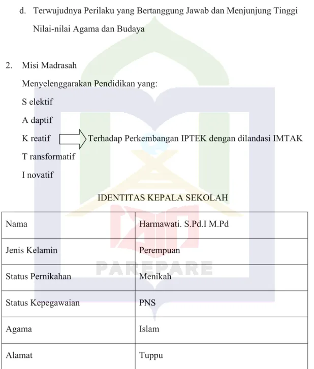 Tabel 4.1 (Identitas Kepala Sekolah) 