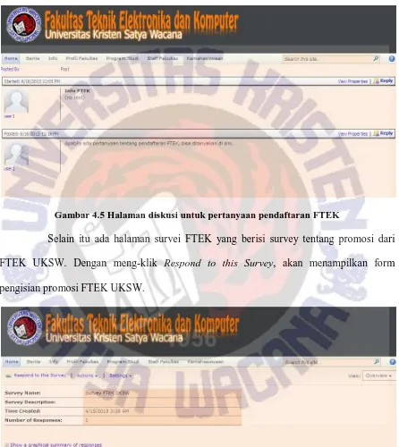 Gambar 4.5 Halaman diskusi untuk pertanyaan pendaftaran FTEK 