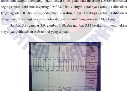 Gambar 3.7. Sinyal segitiga dengan frekuensi 1kHz 