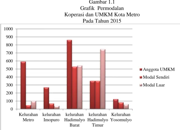 Gambar 1.1  Grafik  Permodalan   Koperasi dan UMKM Kota Metro 
