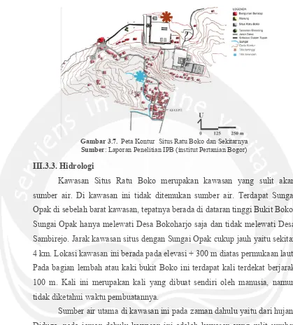 Gambar 3.7.  Peta Kontur  Situs Ratu Boko dan Sekitarnya 