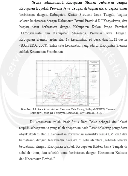 Gambar 3.2.  Peta Administrasi Rencana Tata Ruang Wilayah/RTRW Sleman 