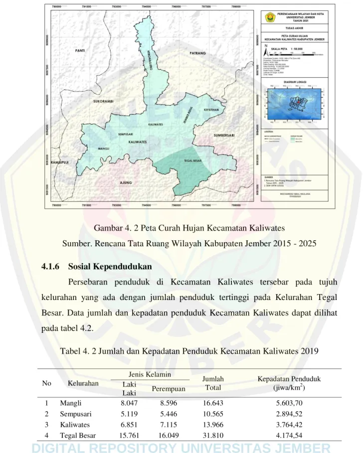 Gambar 4. 2 Peta Curah Hujan Kecamatan Kaliwates 