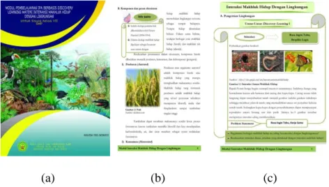 Gambar 4.4(a) Tampilan Cover Modul, (b) Info Sains dalam Modul  (c) Unsur-Unsur Bagian  Discovery Learning