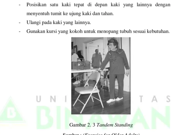 Gambar 2. 3 Tandem Standing  Sumber : (Exercise for Older Adults) 