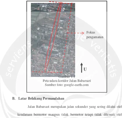 Gambar 1.1Peta udara koridor Jalan Babarsari