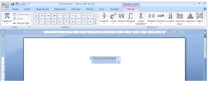 Gambar 2. Tampilan equation editor pada MS Office 2003 
