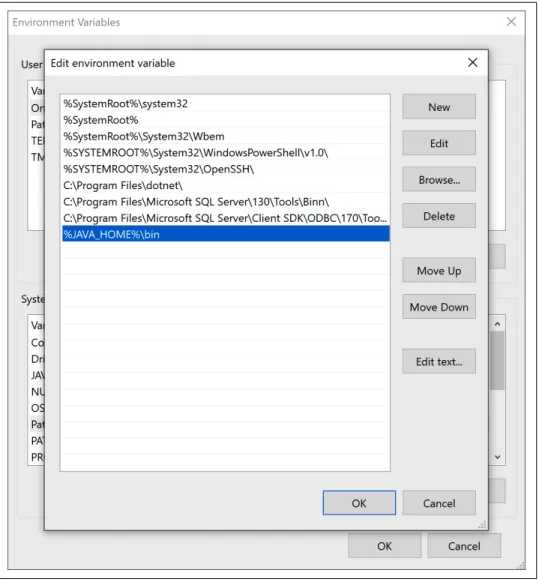 Figure 2-4. Editing the  Path  variable in Windows