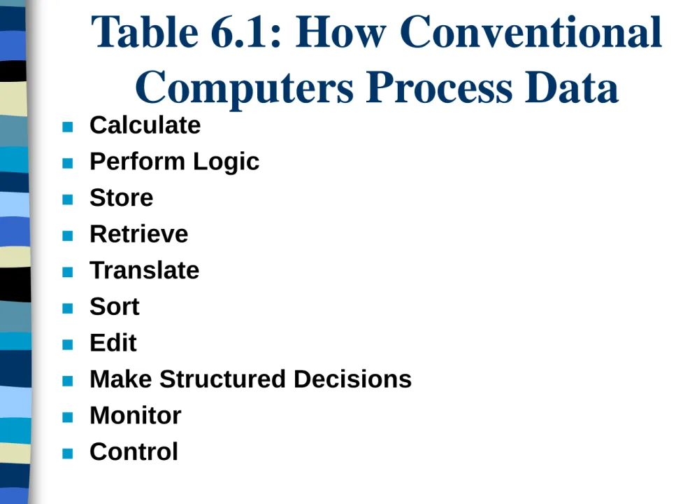 Table 6.1: How Conventional  Computers Process Data