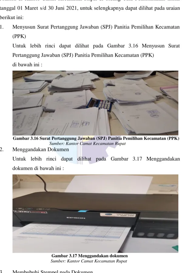 Gambar 3.16 Surat Pertanggung Jawaban (SPJ) Panitia Pemilihan Kecamatan (PPK)                      Sumber: Kantor Camat Kecamatan Rupat 