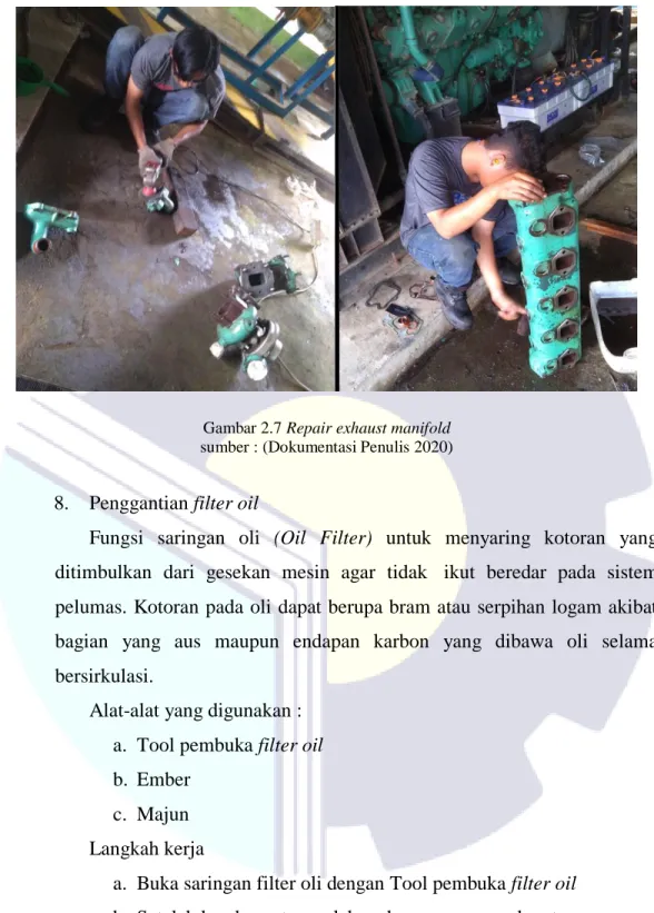 Gambar 2.7 Repair exhaust manifold  sumber : (Dokumentasi Penulis 2020) 