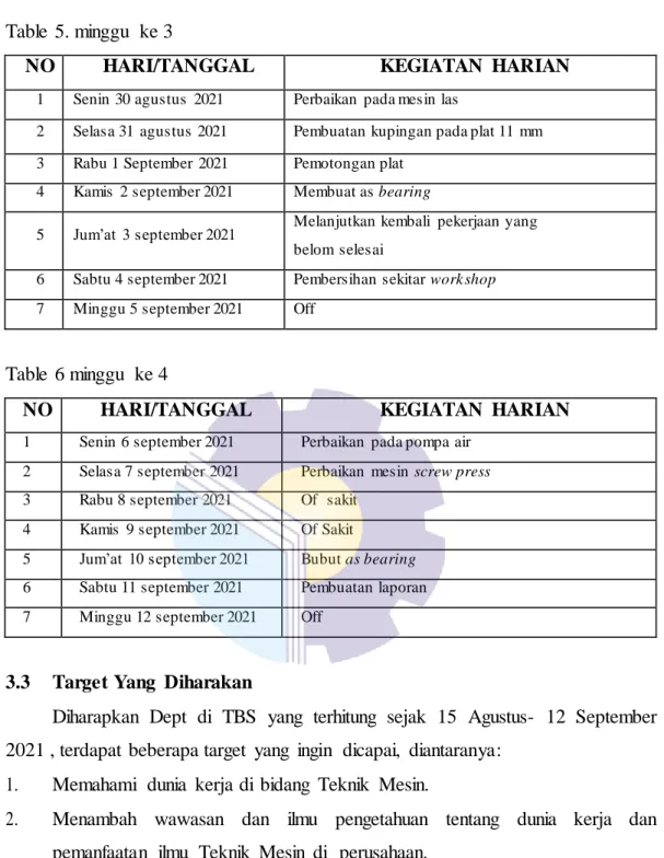 Table  5. minggu  ke 3 