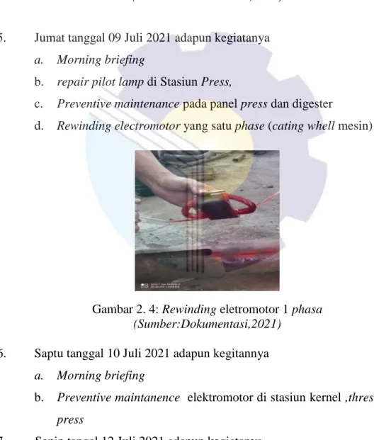 Gambar 2. 4: Rewinding eletromotor 1 phasa (Sumber:Dokumentasi,2021)