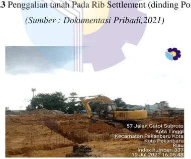 Gambar 3.4 Pekerjaan Penggalian tanah Rib Konstruksi  (Sumber : Dokumentasi Pribadi,2021) 