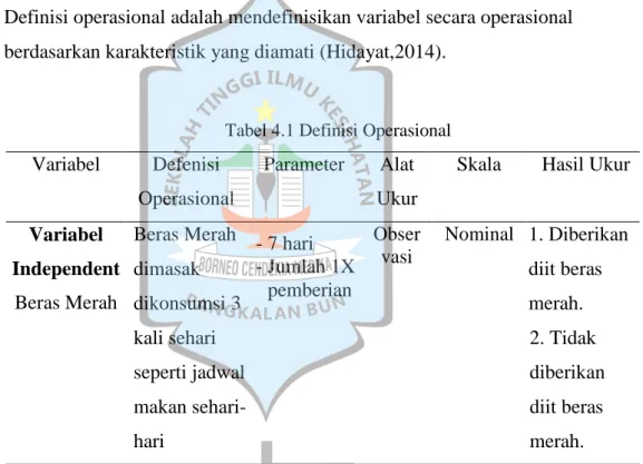 Tabel 4.1 Definisi Operasional  Variabel  Defenisi 